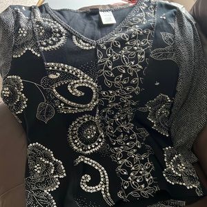 Pretty black cotton top with beads
